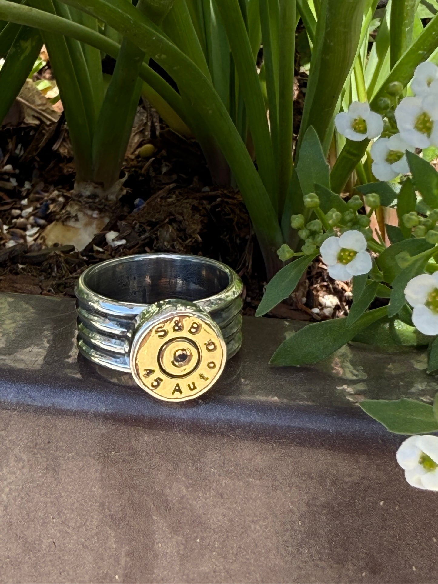 .45 Shell Casing & Sterling Silver Ring - Size 9