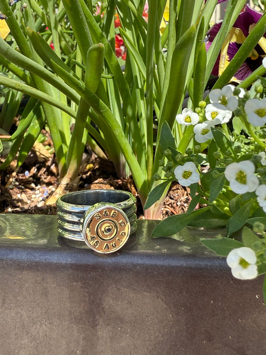 .45 Shell Casing & Sterling Silver Ring - Size 9