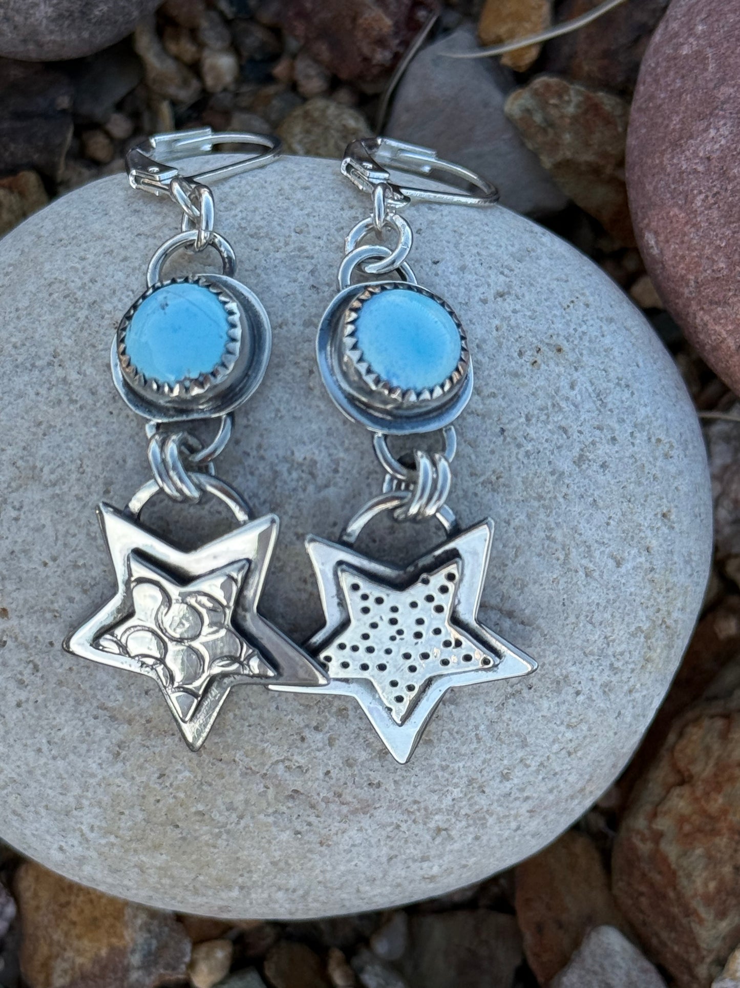 Golden Hills Turquoise & Sterling Silver Dangling Star Earrings